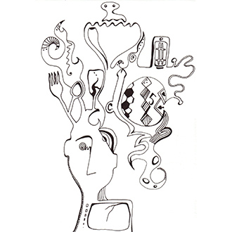 Dessin encre noire improvisation au masculin